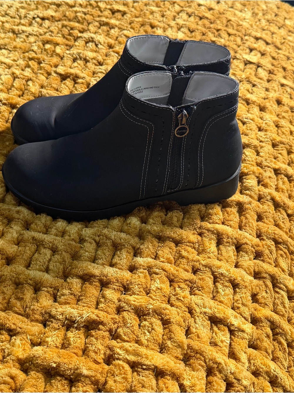 Women's JSport Black Ankle Booties with Side Zip and Stitch Detail